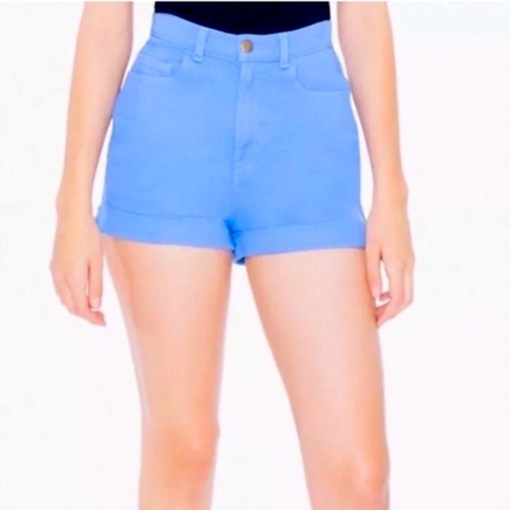 American apparel cornflower blue high waisted shorts